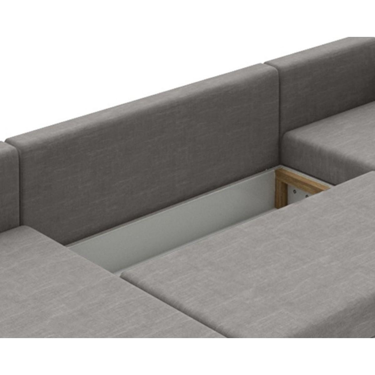 BEST MOBILIER Roger - canapé panoramique d'angle réversible 7 places convertible avec coffre en tissu