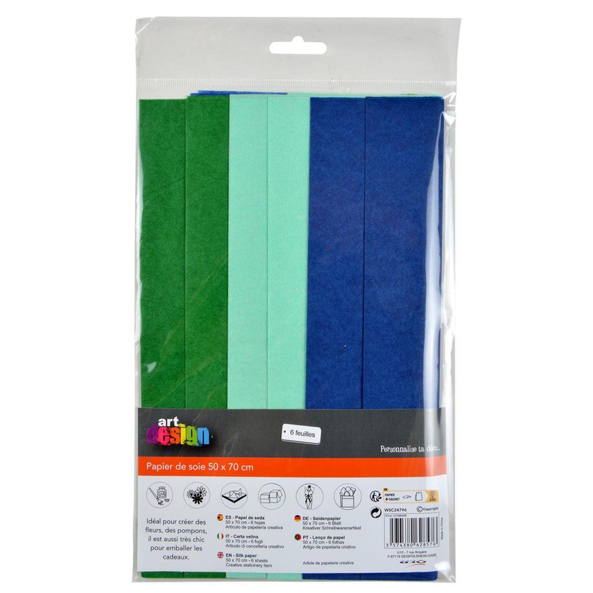 Voir la diapositive 2 : ARTDESIGN Lot de 6 Feuilles Papier de Soie  Jardin d'Eden  50x70cm Multicolore