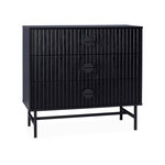 SWEEEK Commode 3 tiroirs effet bois rainuré noir BAZALT