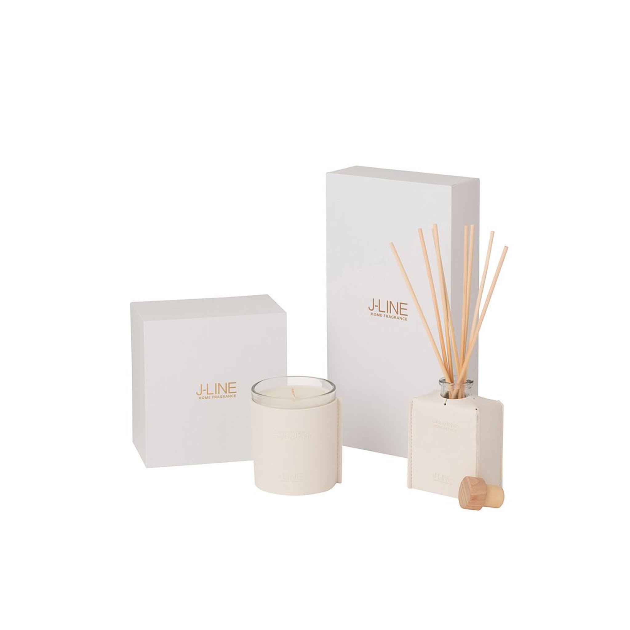 Voir la diapositive 4 : J-LINE Bougie parfumée  scented  14cm grape white