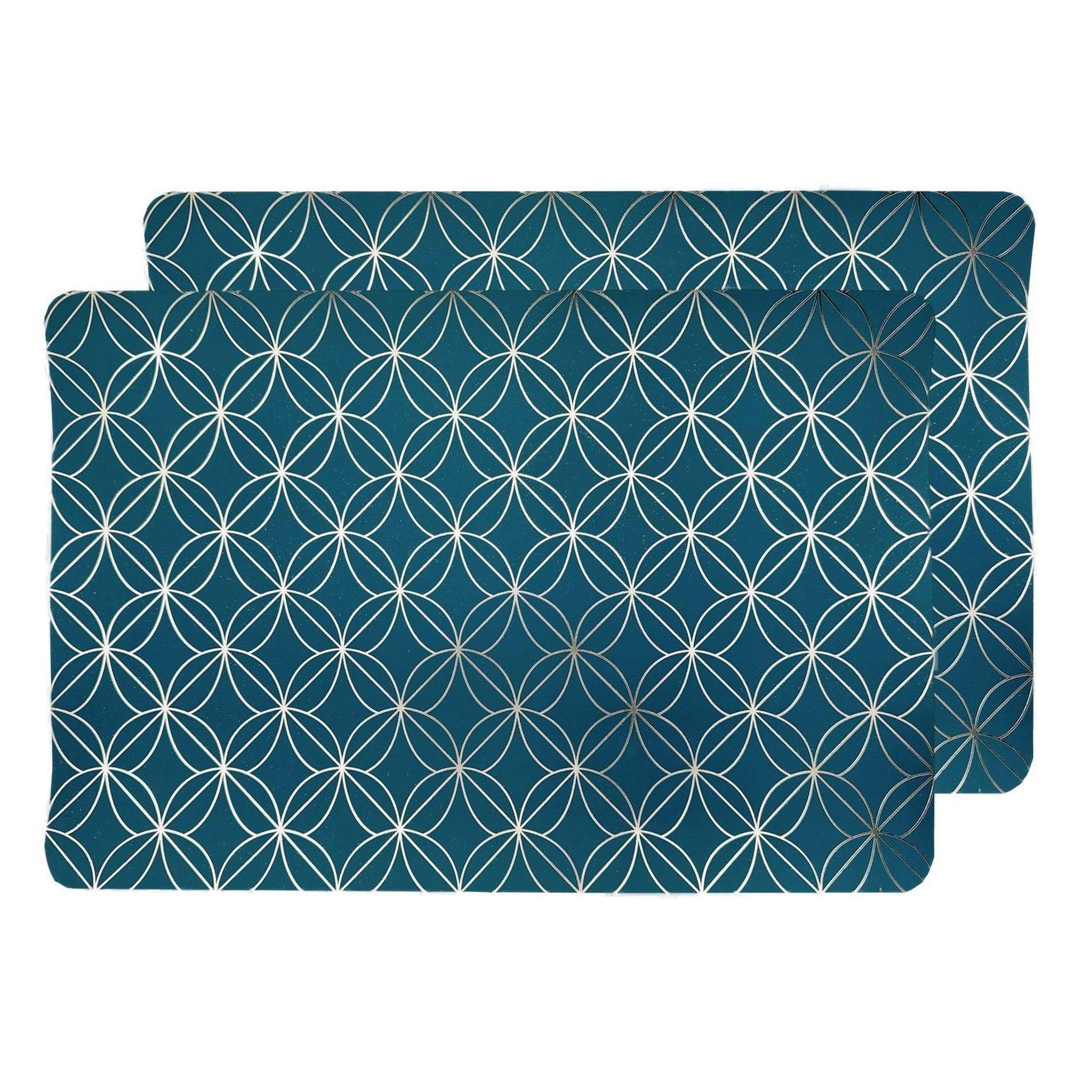 TOILINUX Lot de 2 sets de table motif géométrique avec encre métallique OTTO - 30 x 45 cm - Or et vert