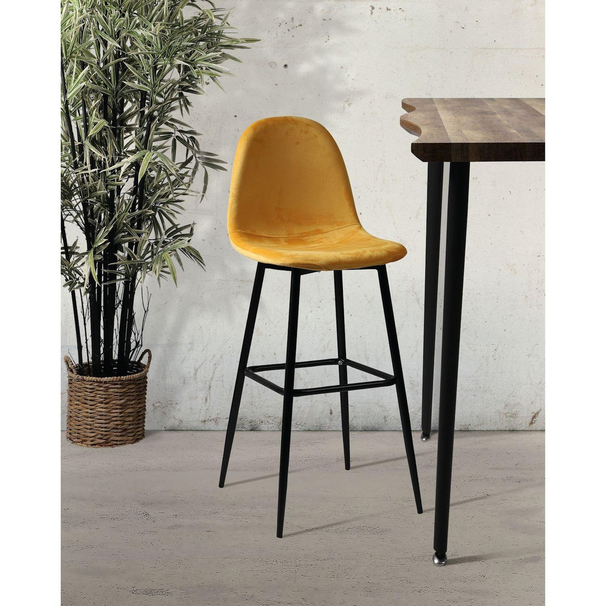 DIVERS Tabouret de bar en velours vintage Inoui