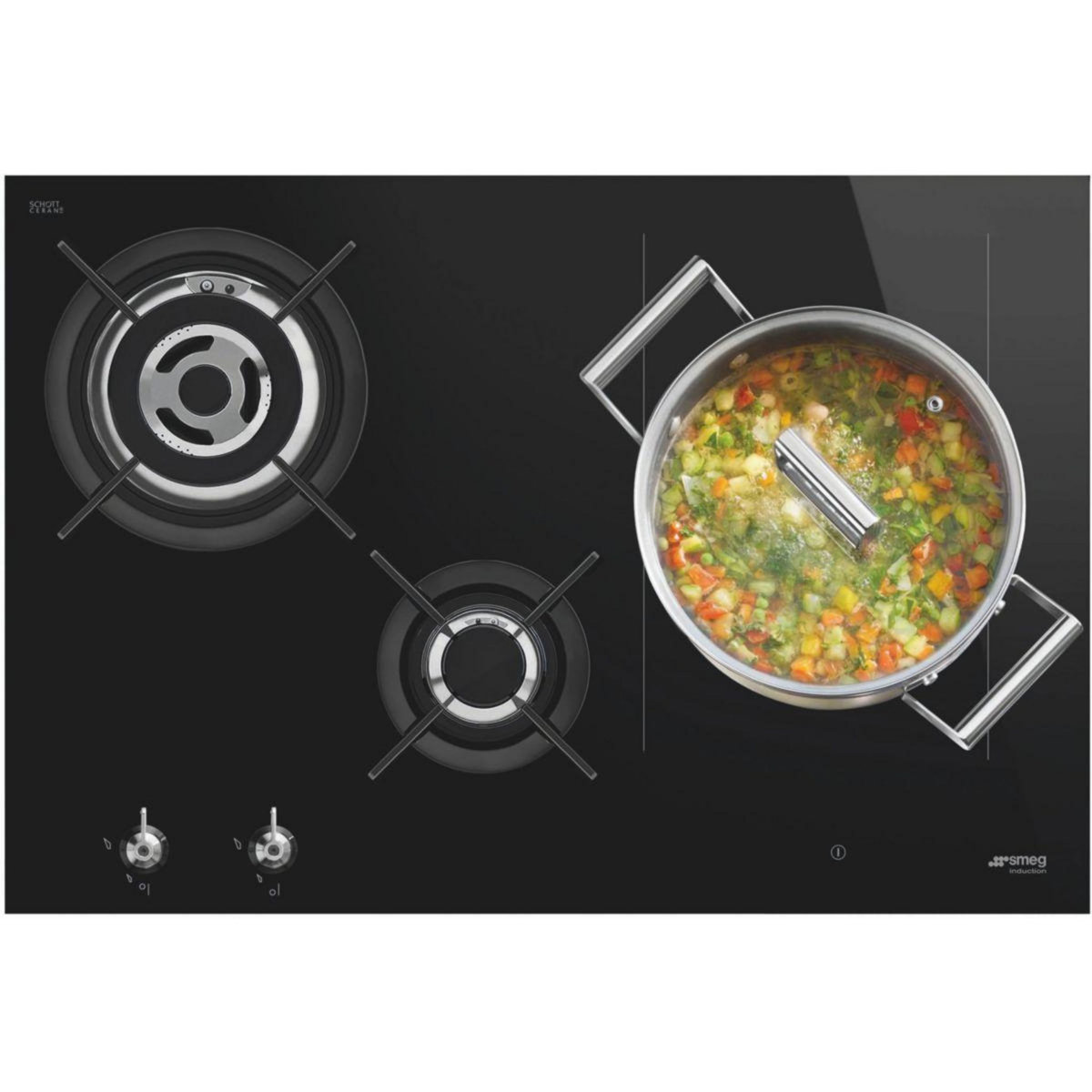 SMEG Plaque mixte induction gaz PM3743D