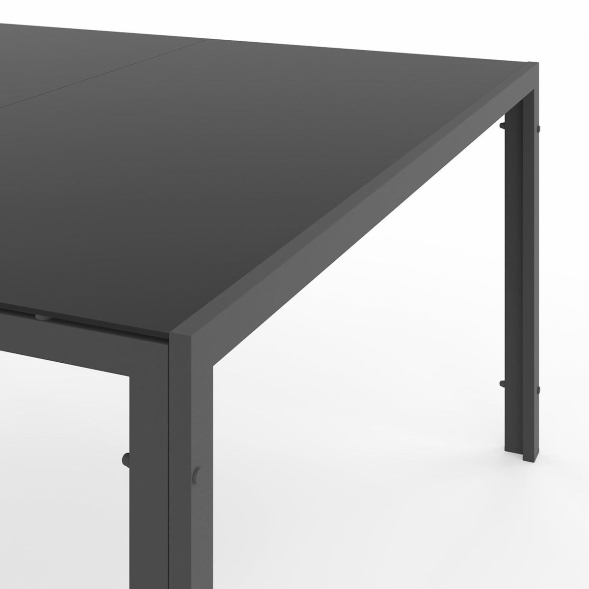 ID MARKET Salon de jardin MADRID table carrée 130 CM et 8 chaises empilables gris anthracite