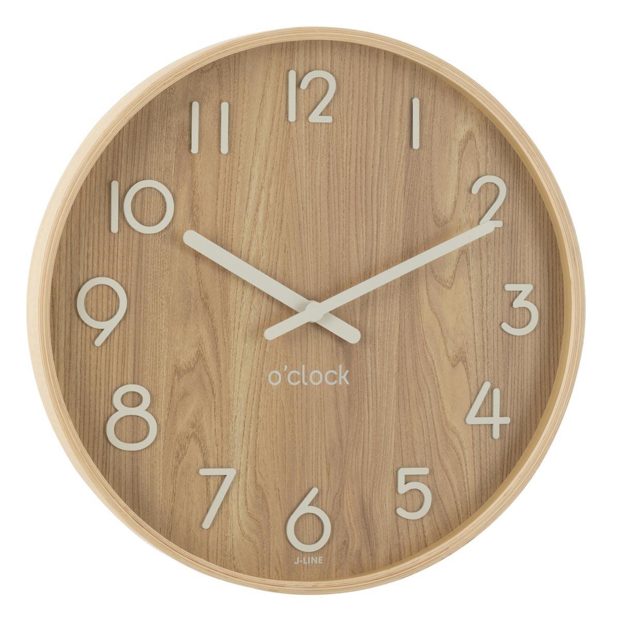 J-LINE Horloge Murale en Bois  Marion  53cm Naturel