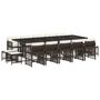 Voir la diapositive 2 : VIDAXL Ensemble a manger de jardin avec coussins 15 pcs marron rotin