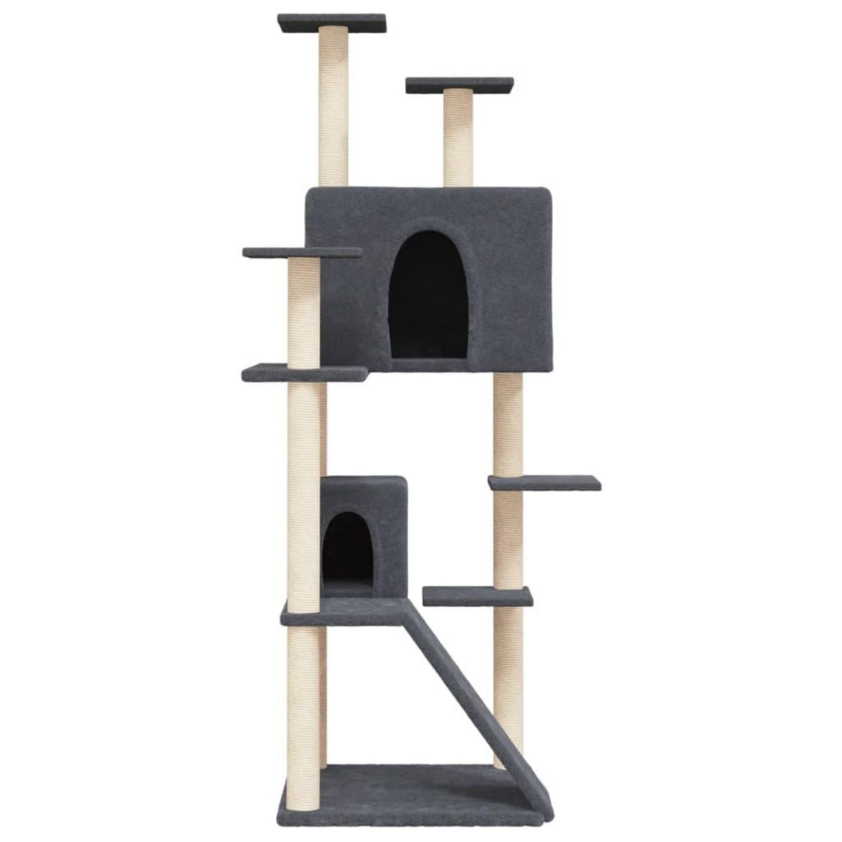 VIDAXL Arbre a chat avec griffoirs en sisal Gris fonce 153 cm