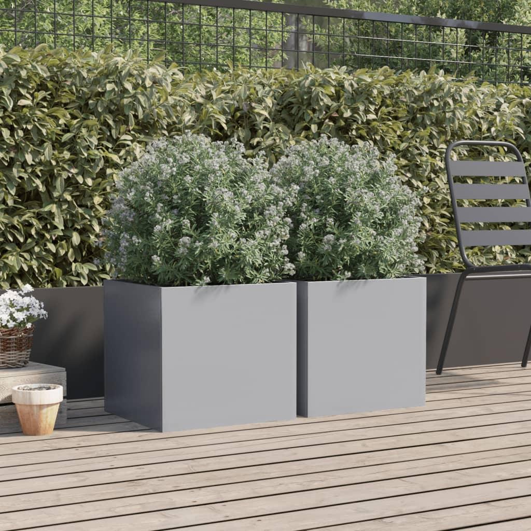 Voir la diapositive 3 : VIDAXL Jardinieres 2 pcs argente 42x40x39 cm acier galvanise