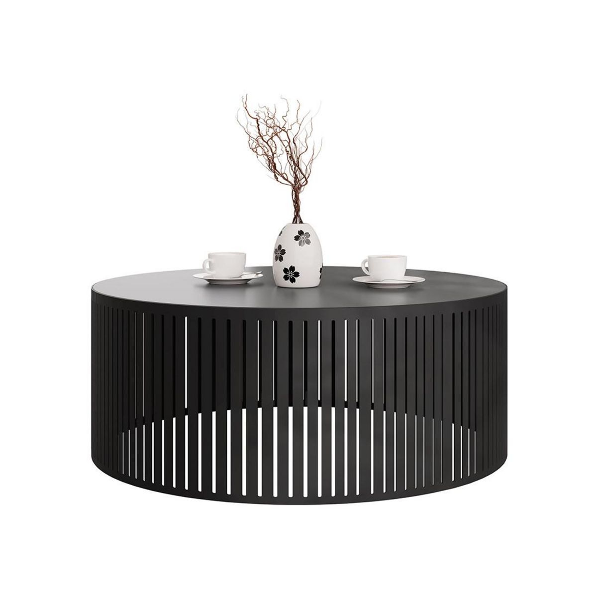 BEST MOBILIER Sally - table basse ronde - noir - 75 cm