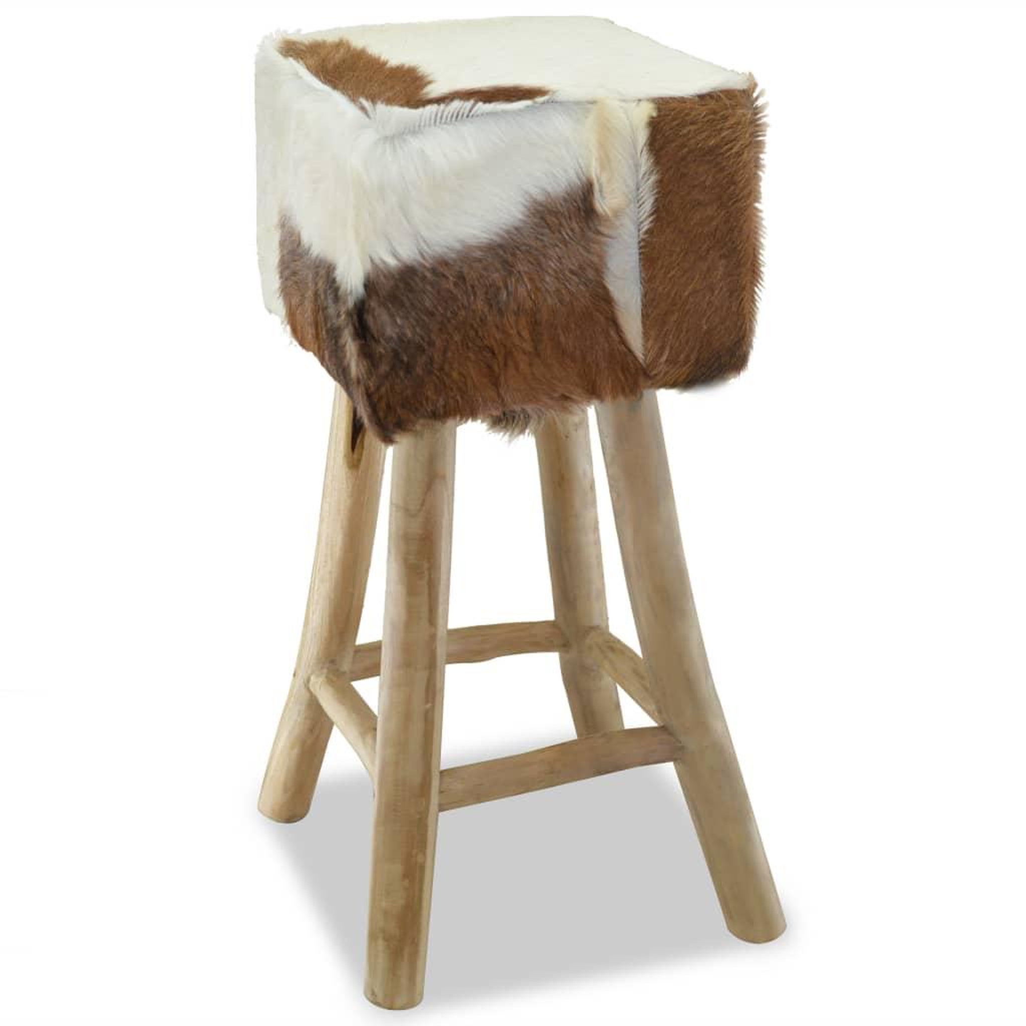 Voir la diapositive 5 : VIDAXL Tabouret de bar cuir de chevre et bois de teck solide