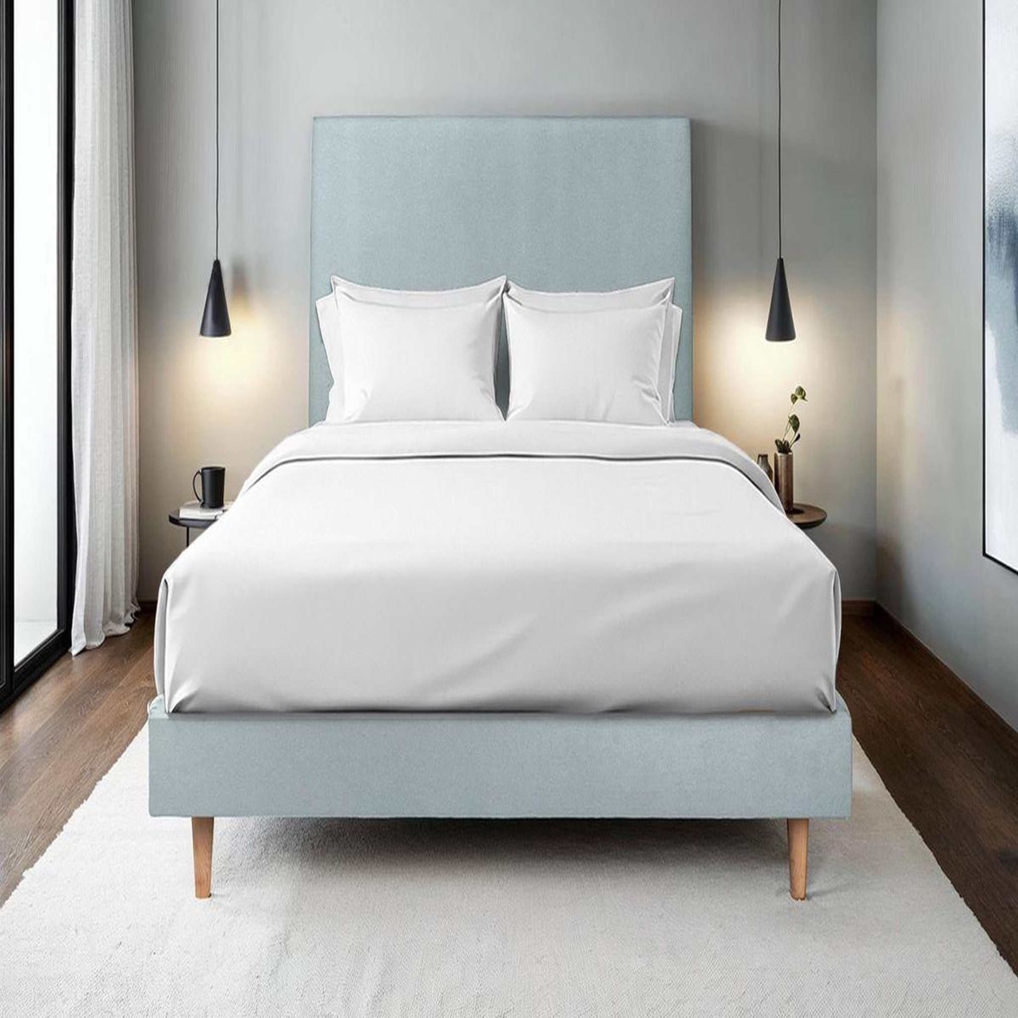 Voir la diapositive 2 : Sommeil de Plomb Lit avec tête de lit tapissier velours et sommier kit - Hauteur totale : 29cm