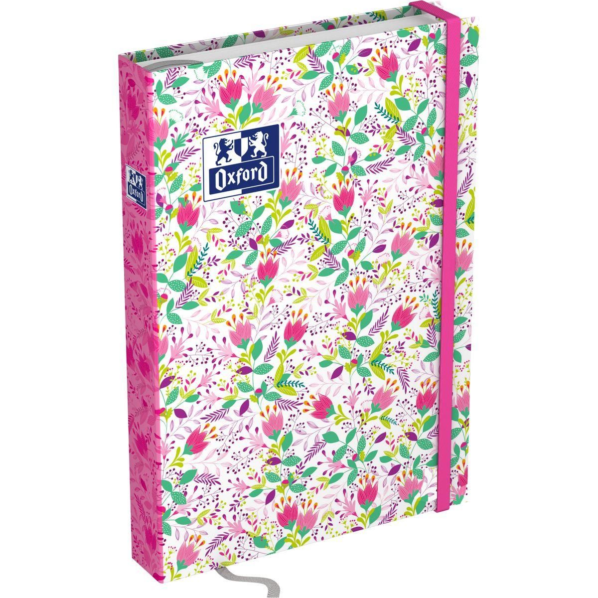 OXFORD Agenda scolaire journalier 12x18cm Flowers fleurs rose élastique rose 2023-2024