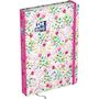 Voir la diapositive 2 : OXFORD Agenda scolaire journalier 12x18cm Flowers fleurs rose élastique rose 2023-2024