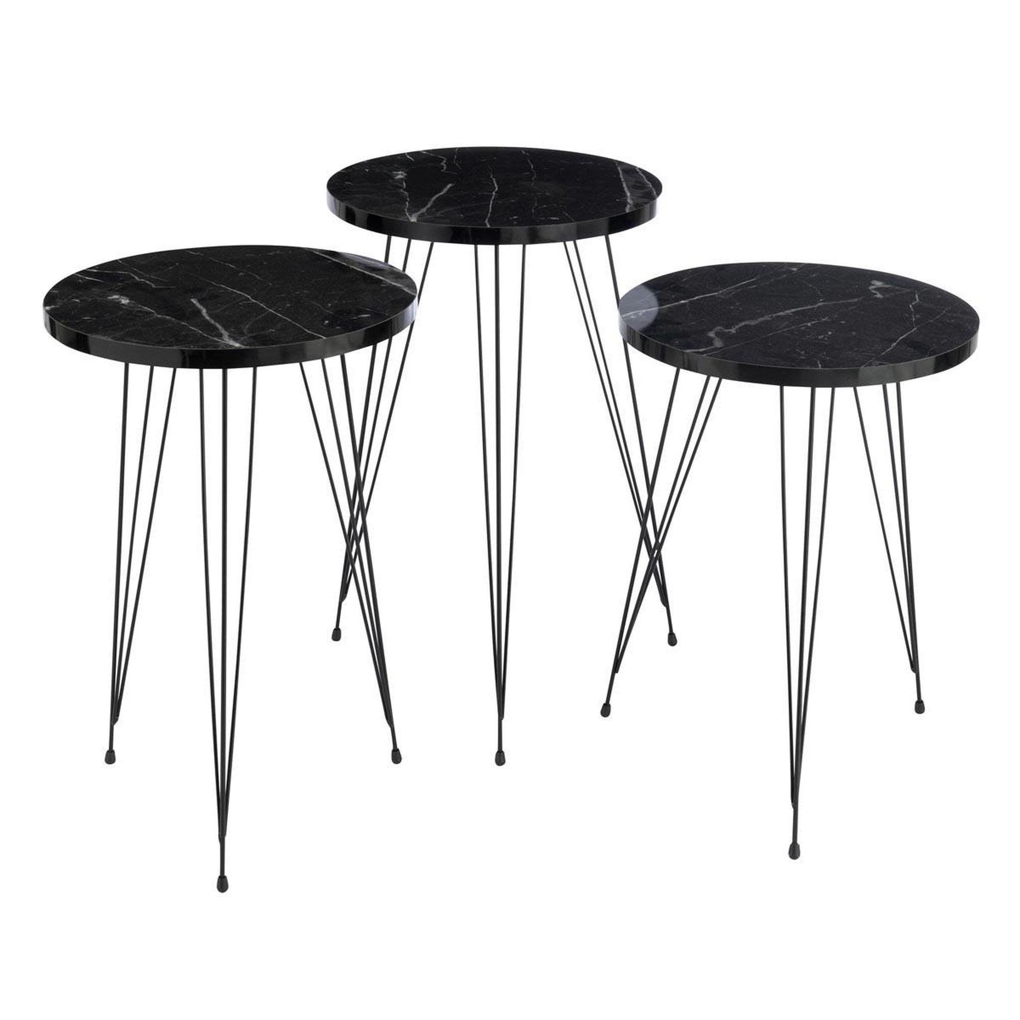Voir la diapositive 1 : J-LINE Lot de 3 tables d'appoint  célia  56cm noir