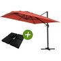 Voir la diapositive 1 : Habitat et Jardin Parasol jardin déporté Alu  Sun 4   - Rectangle - 3 x 4 m - Rouge - Dalles à lester incluses