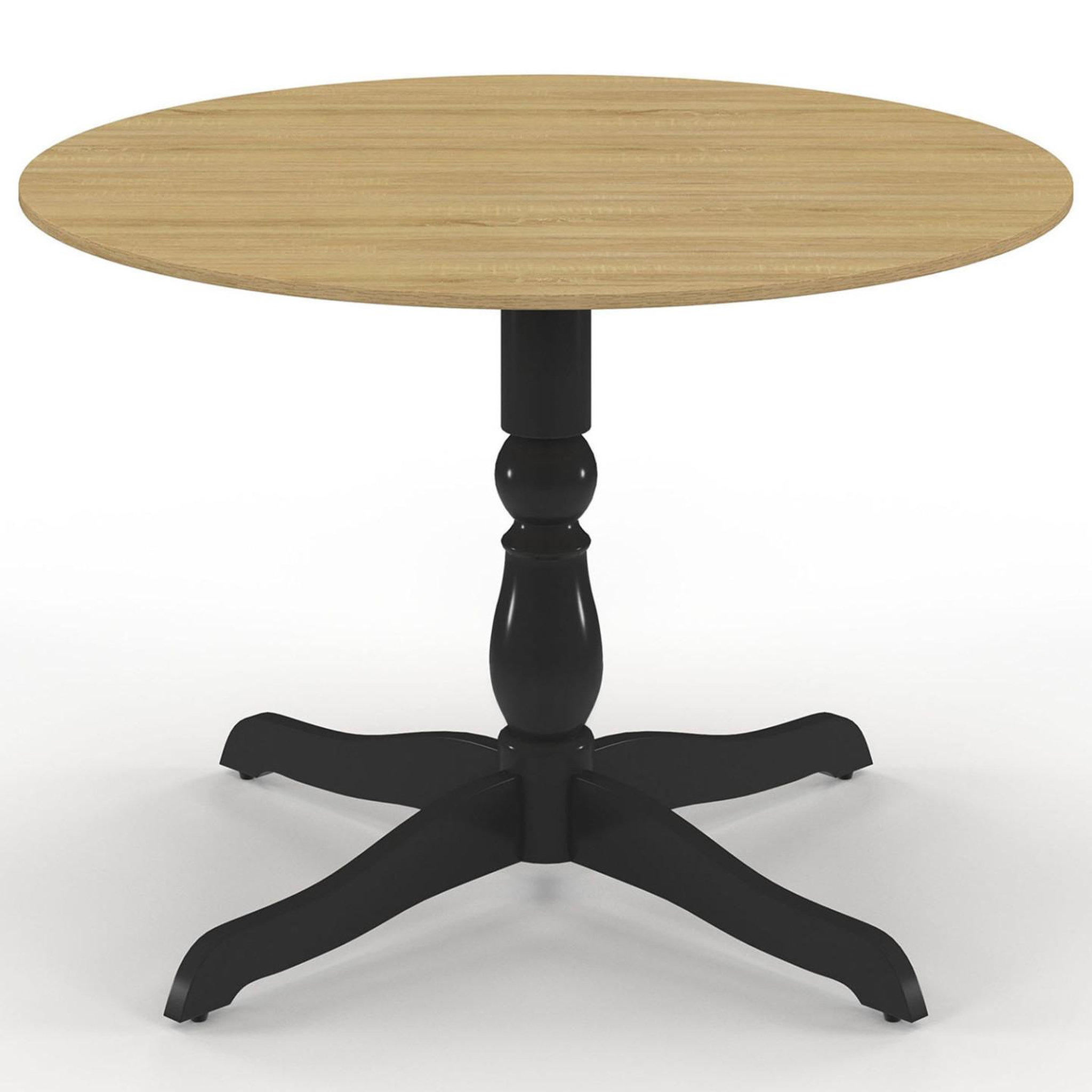 Voir la diapositive 3 : ID MARKET Table à manger ronde marie 4-6 personnes bois façon hêtre et noir 110 cm