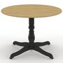 Voir la diapositive 3 : ID MARKET Table à manger ronde MARIE 4-6 personnes bois façon hêtre et noir 110 cm