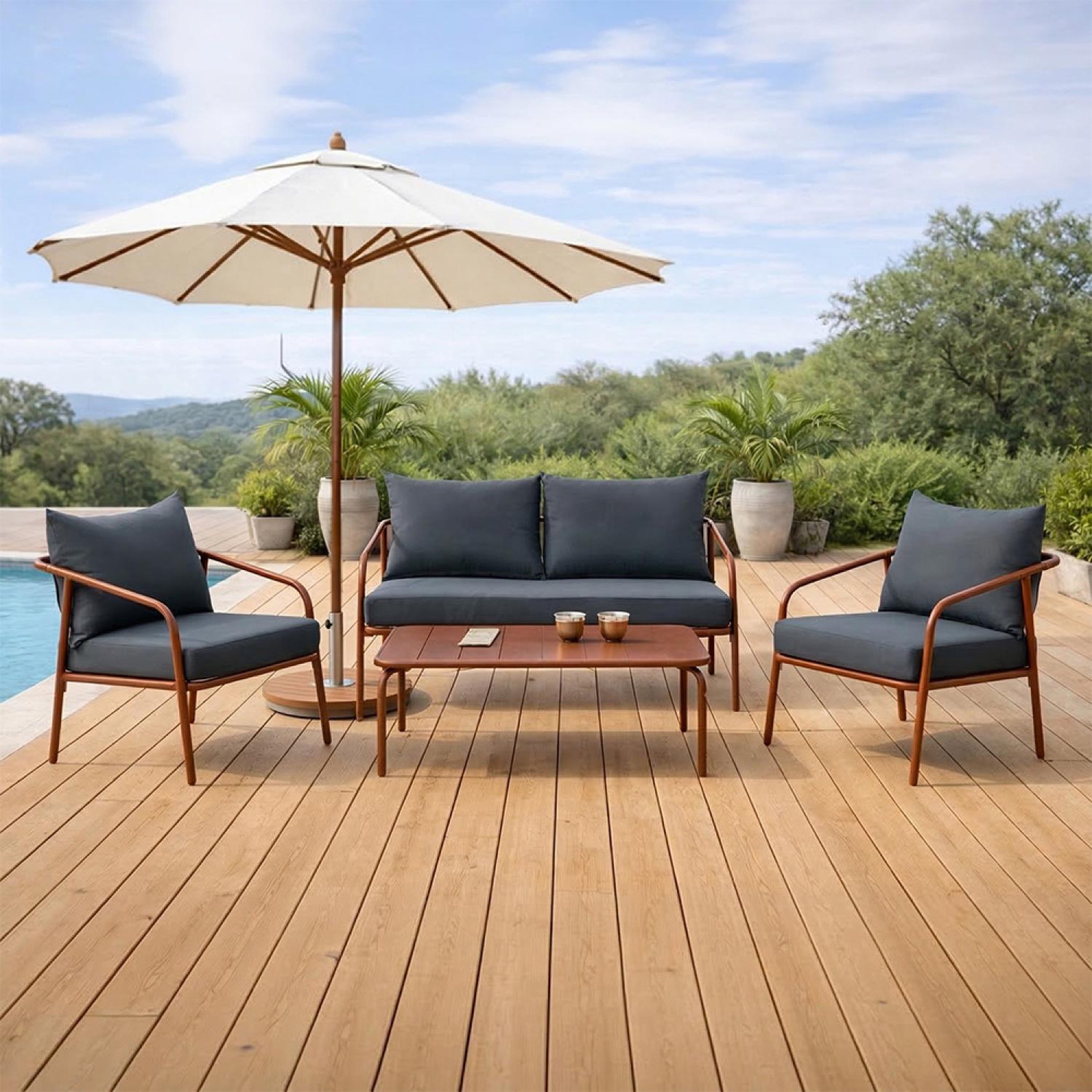 Voir la diapositive 4 : CONCEPT USINE Salon de jardin 4 places terracotta bergame