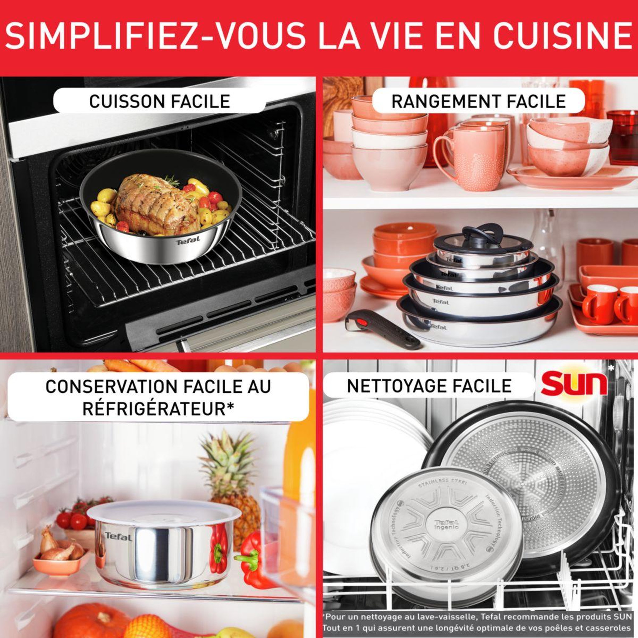 Voir la diapositive 4 : TEFAL Batterie de cuisine Ingenio Cook Eat 15 pcs L881SF04