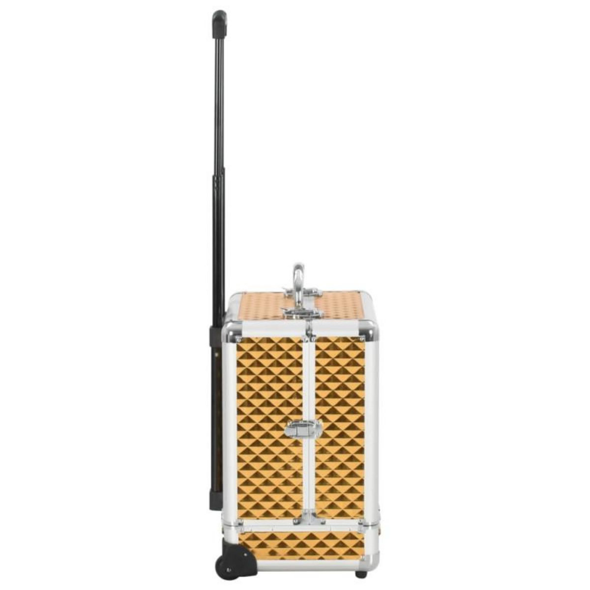 VIDAXL Chariot à maquillage 35x29x45 cm Doré Aluminium