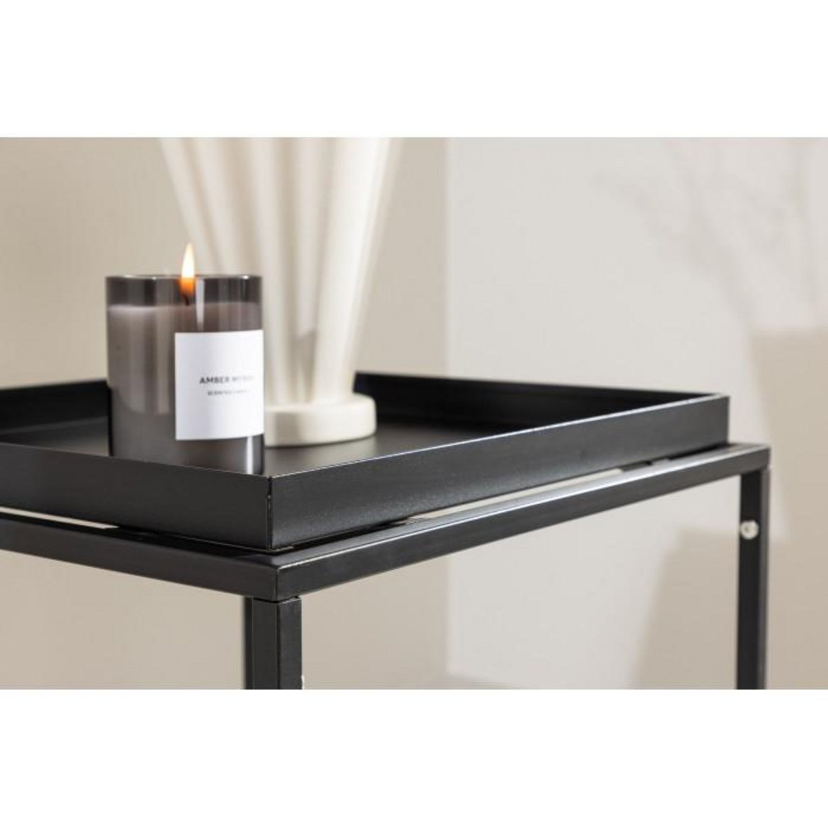 Paris Prix Table d'Appoint en Métal  Porto Alegre  51cm Noir