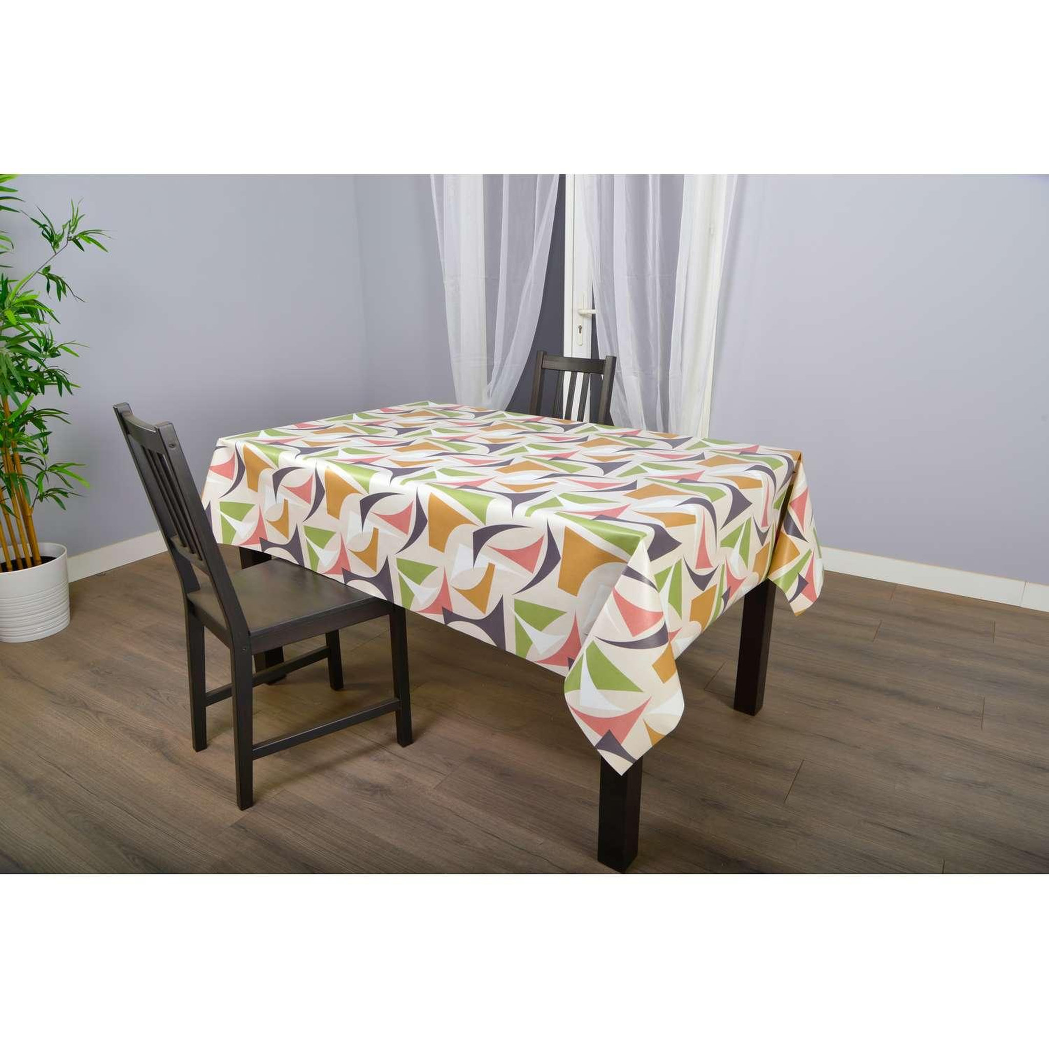 Voir la diapositive 2 : HABITABLE Nappe en toile cirée rectangulaire figu - 140 x 200 cm - vert
