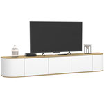 ID MARKET Meuble TV 180 cm suspendu LEORA 3 portes bois et blanc