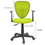 Voir la diapositive 2 : IDIMEX Chaise de bureau pour enfant STUDIO fauteuil pivotant et ergonomique avec accoudoirs, siège à roulettes hauteur réglable, mesh vert