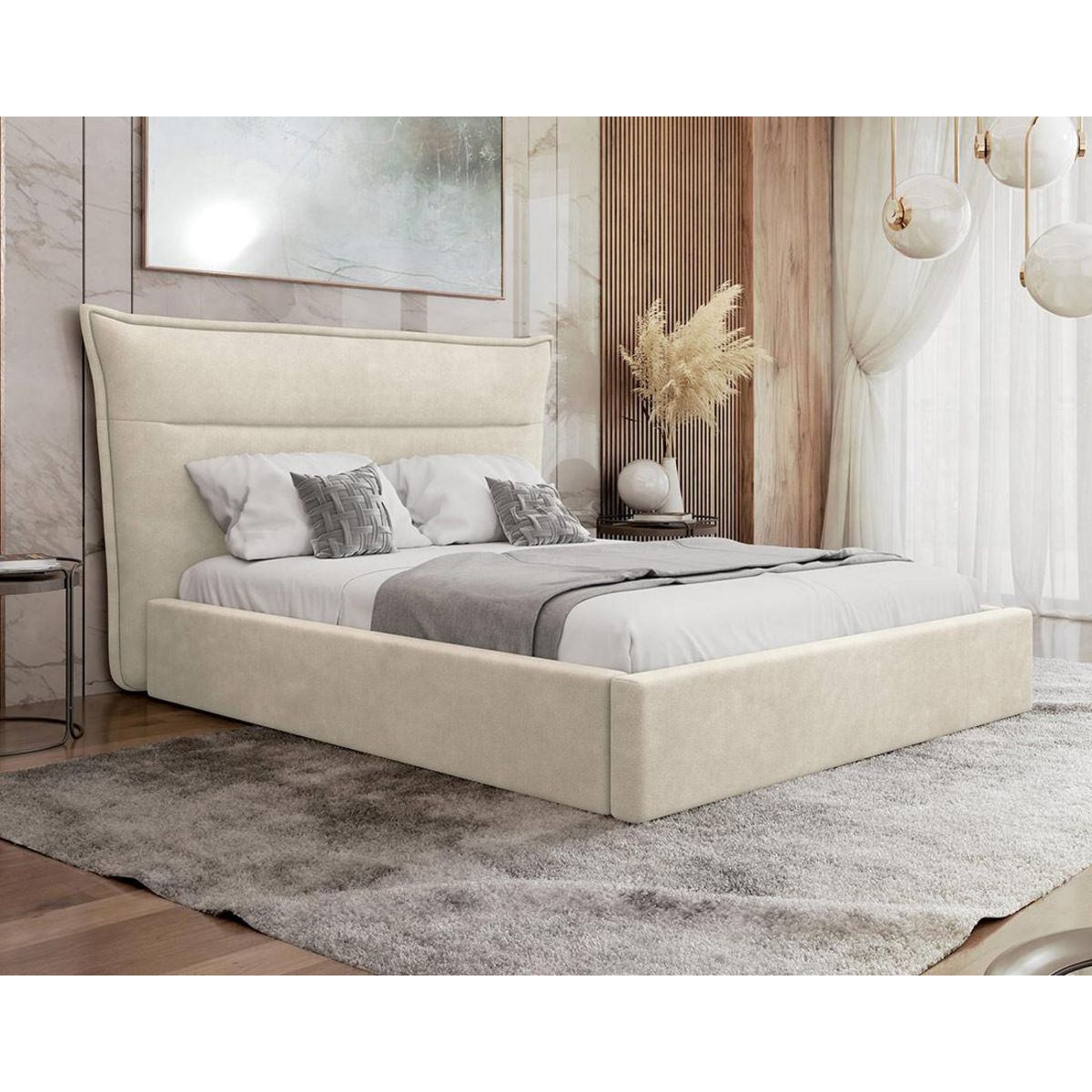 BEST MOBILIER Emy - lit coffre - 140x200 cm - en velours - sommier inclus