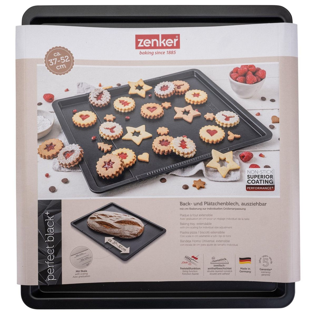 ZENKER Plaque de cuisson four extensible de 37 à 52 cm Zenker Perfect Black +