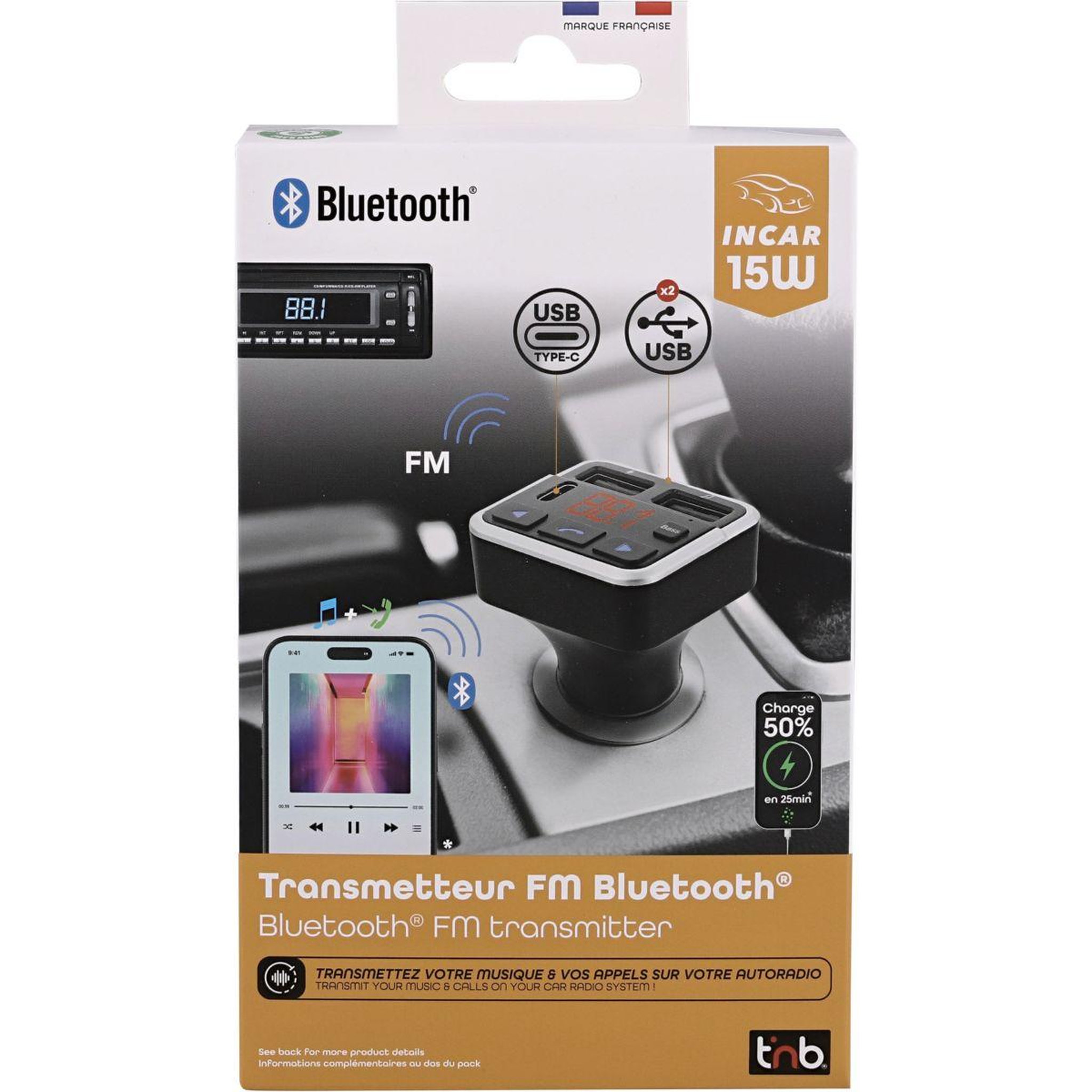Voir la diapositive 5 : TNB Transmetteur fm fm bluetooth 4.2 avec kit mains libres
