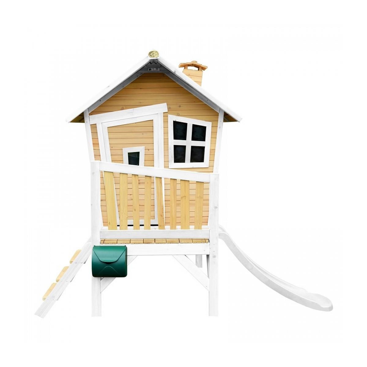 Axi House AXI Cabane enfant ROBIN Brun Blanc avec toboggan Blanc