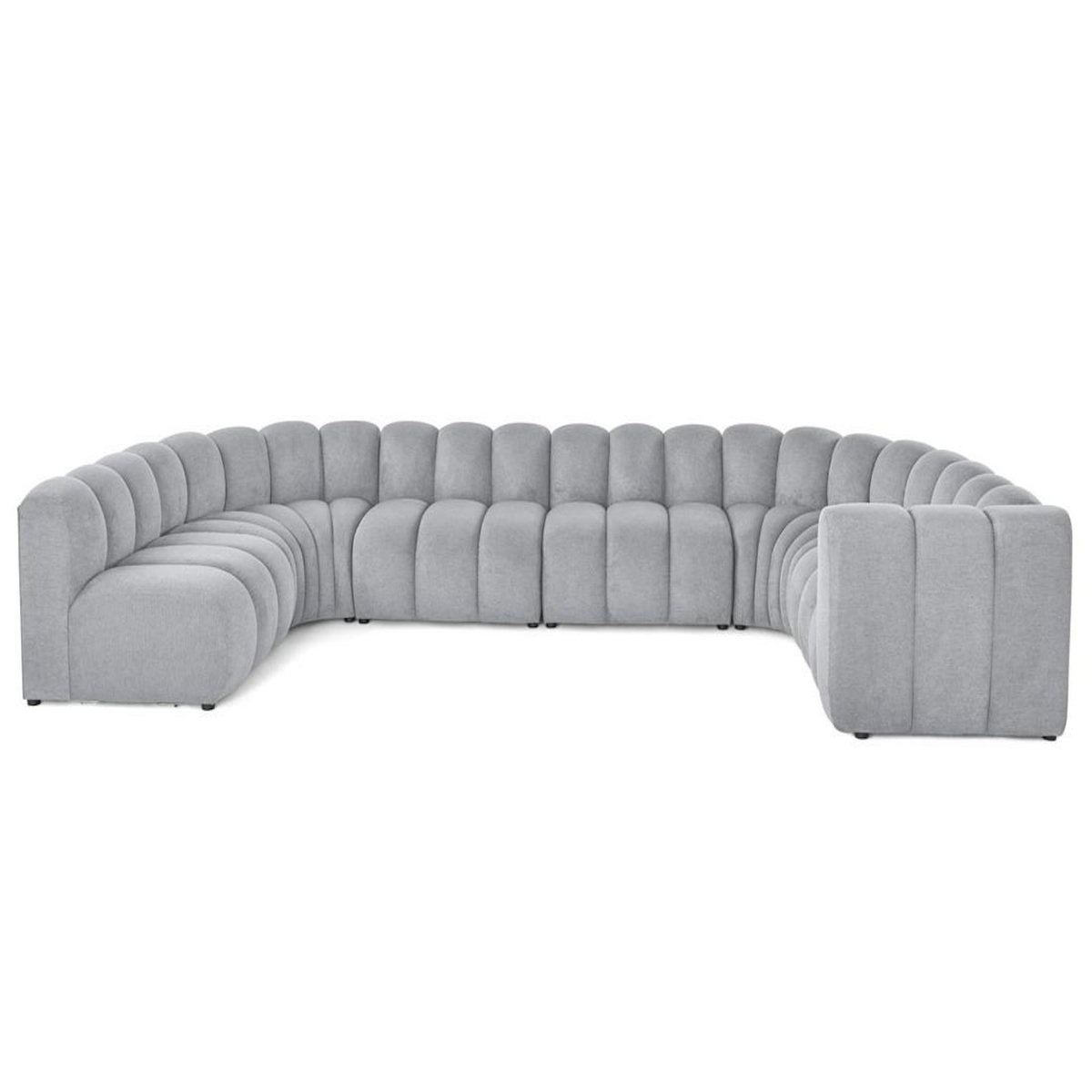 LISA DESIGN Debbie - canapé modulable panoramique d'angle gauche 7 places en tissu texturé