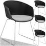 Voir la diapositive 1 : tectake Chaises avec accoudoirs en plastique assise en plastique rembourrée noir/gris chrome Lot de 4
