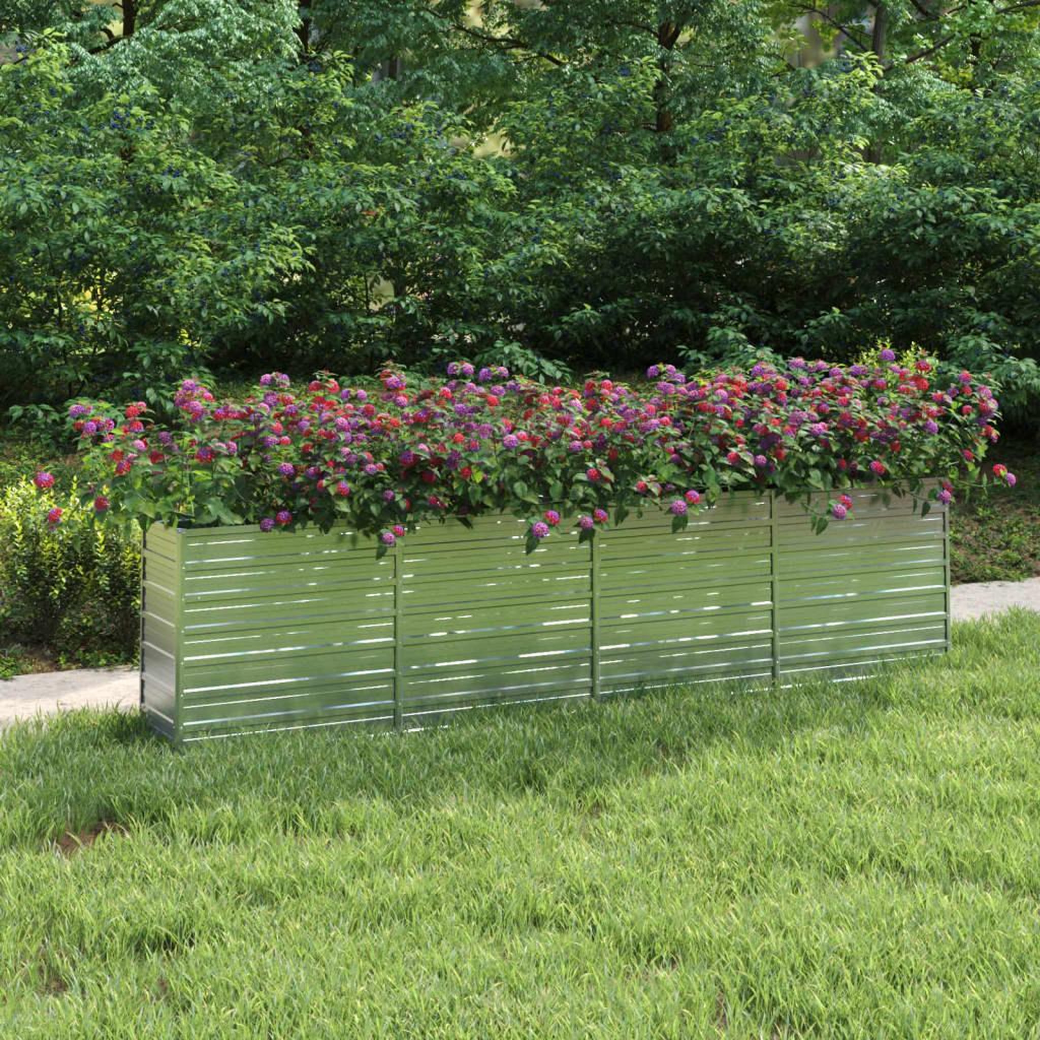 Voir la diapositive 1 : VIDAXL Lit sureleve de jardin 320x40x77 cm Acier galvanise Argente