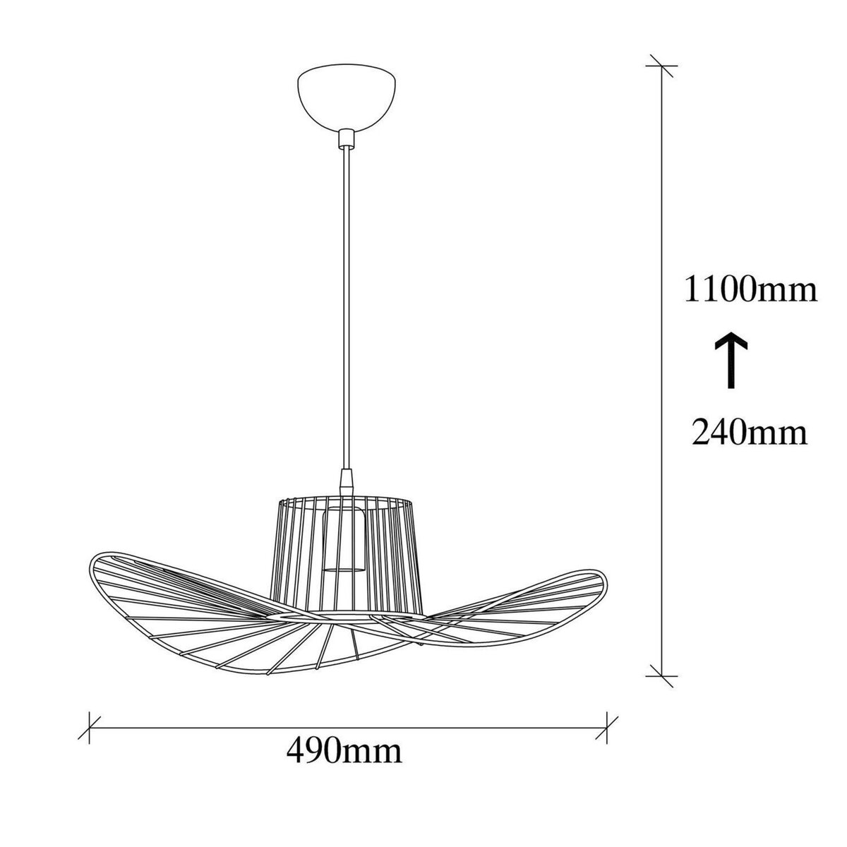 TOILINUX Suspension d'intérieur design en oréole - Diam. 50 cm - Noir