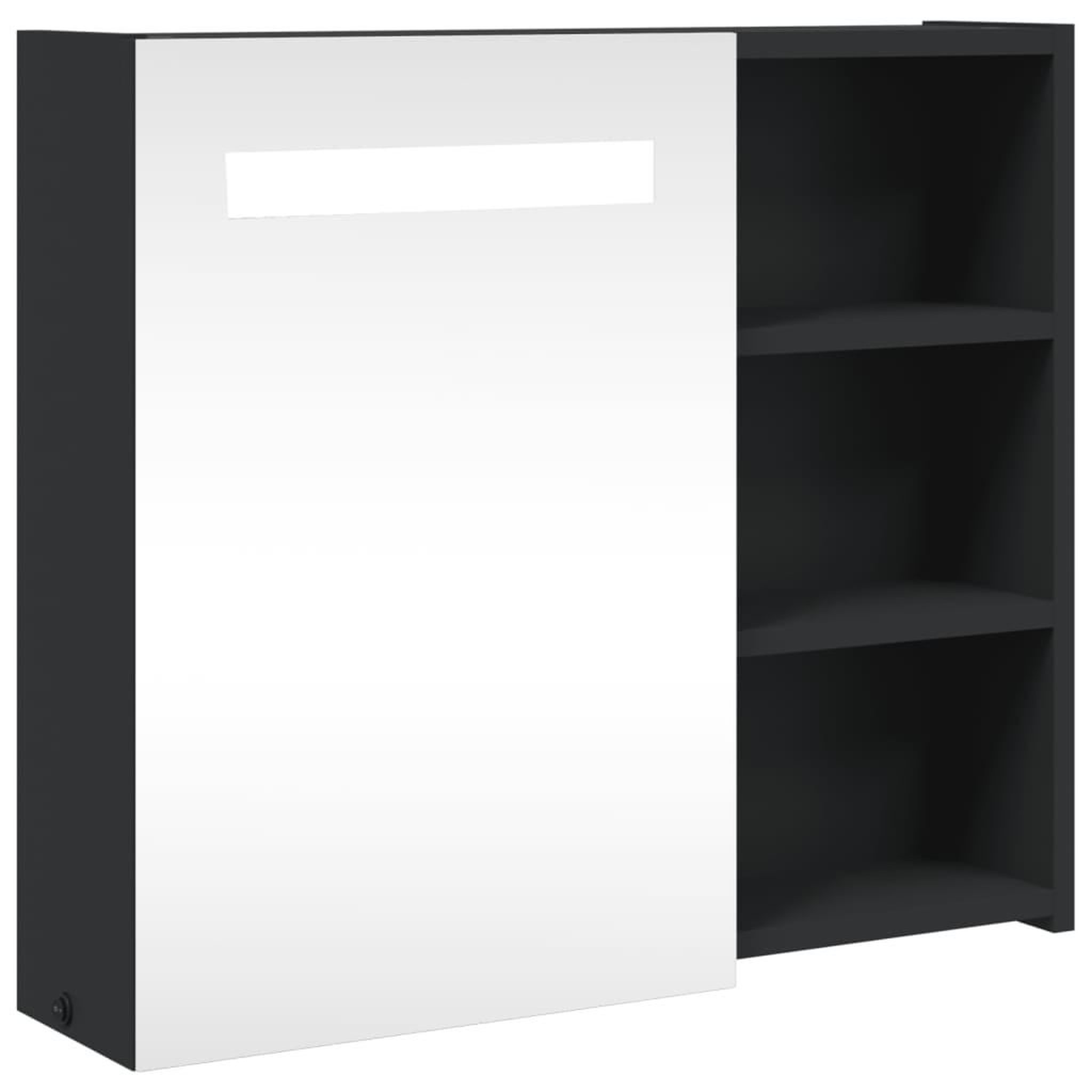 Voir la diapositive 2 : VIDAXL Armoire de salle de bain a miroir avec LED noir 60x13x52 cm