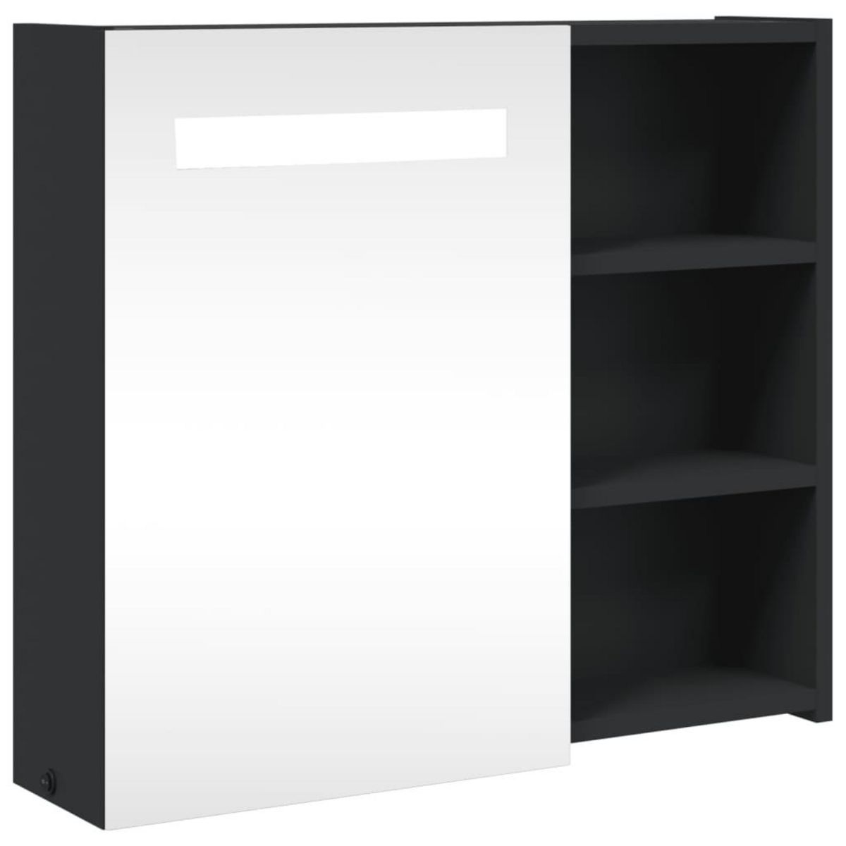 VIDAXL Armoire de salle de bain a miroir avec LED noir 60x13x52 cm