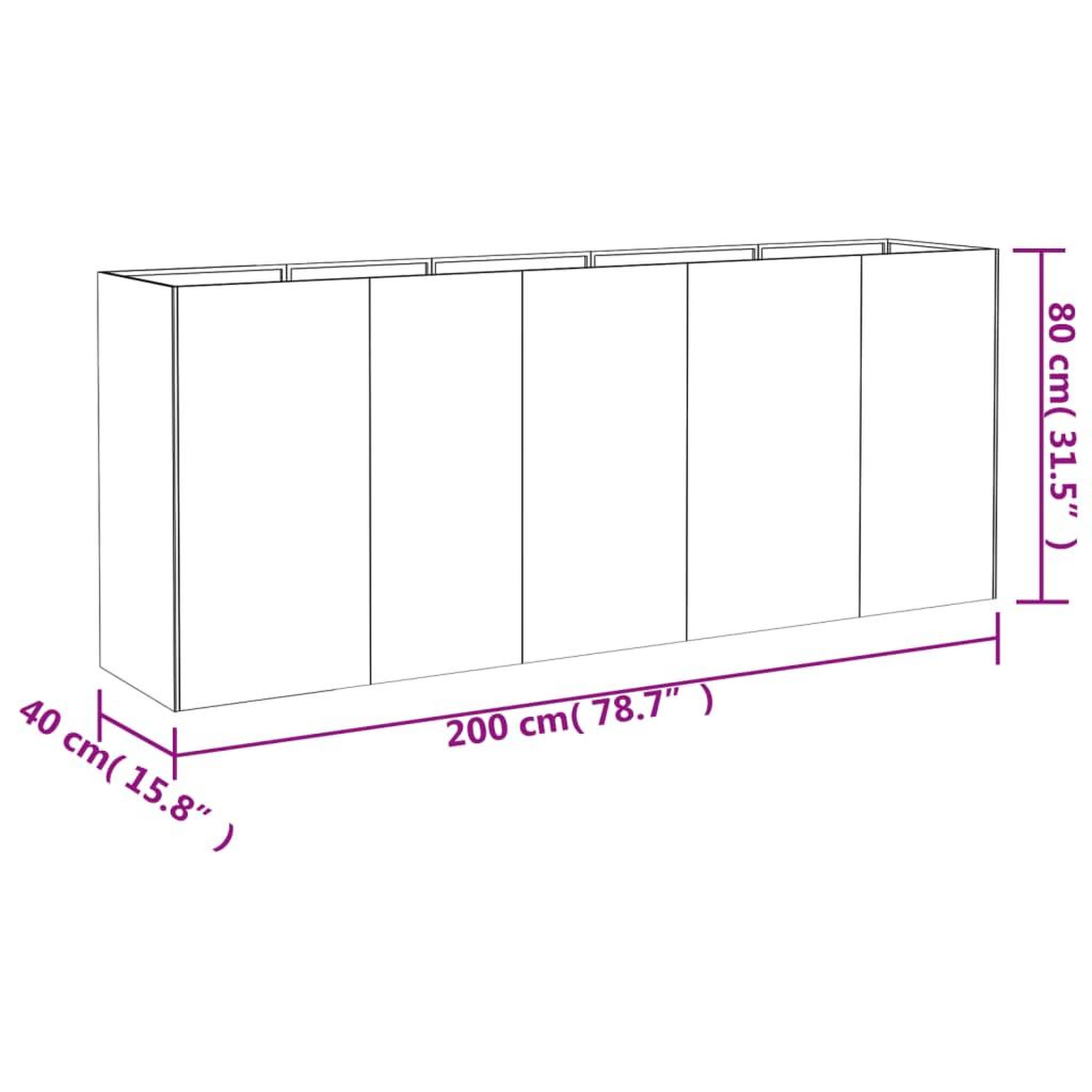 Voir la diapositive 6 : VIDAXL Lit sureleve de jardin 200x40x80 cm acier corten