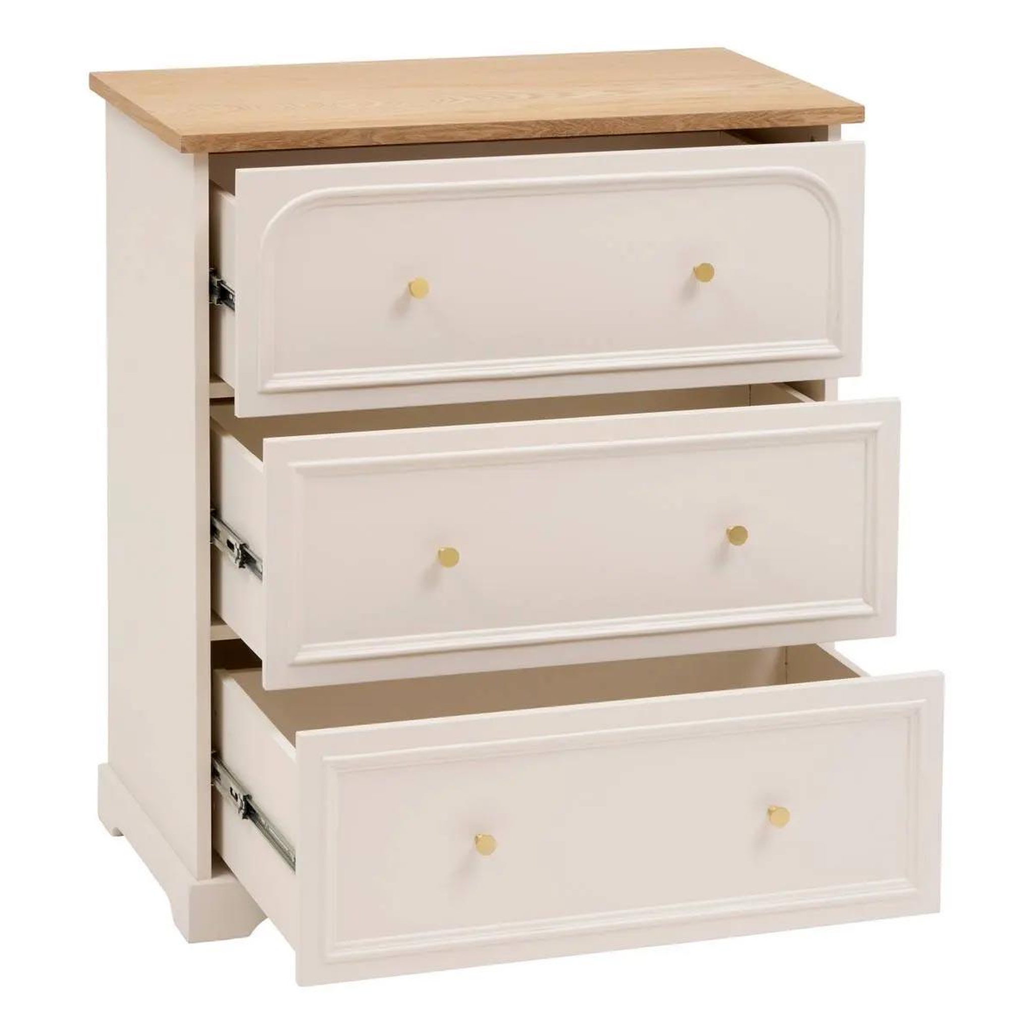 Voir la diapositive 2 : ATMOSPHERA Commode 3 tiroirs  mohéa  67cm ivoire