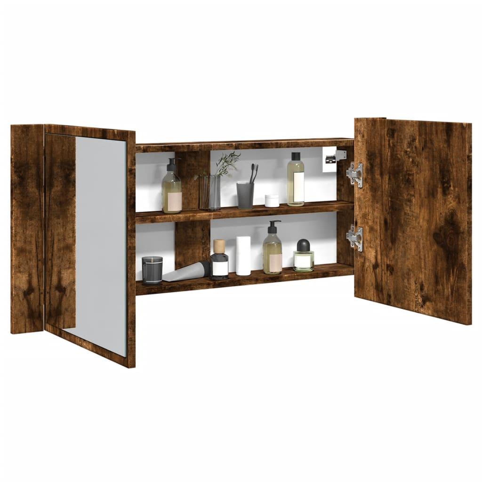 VIDAXL Armoire a miroir a LED de bain chene fume 100x12x45 cm
