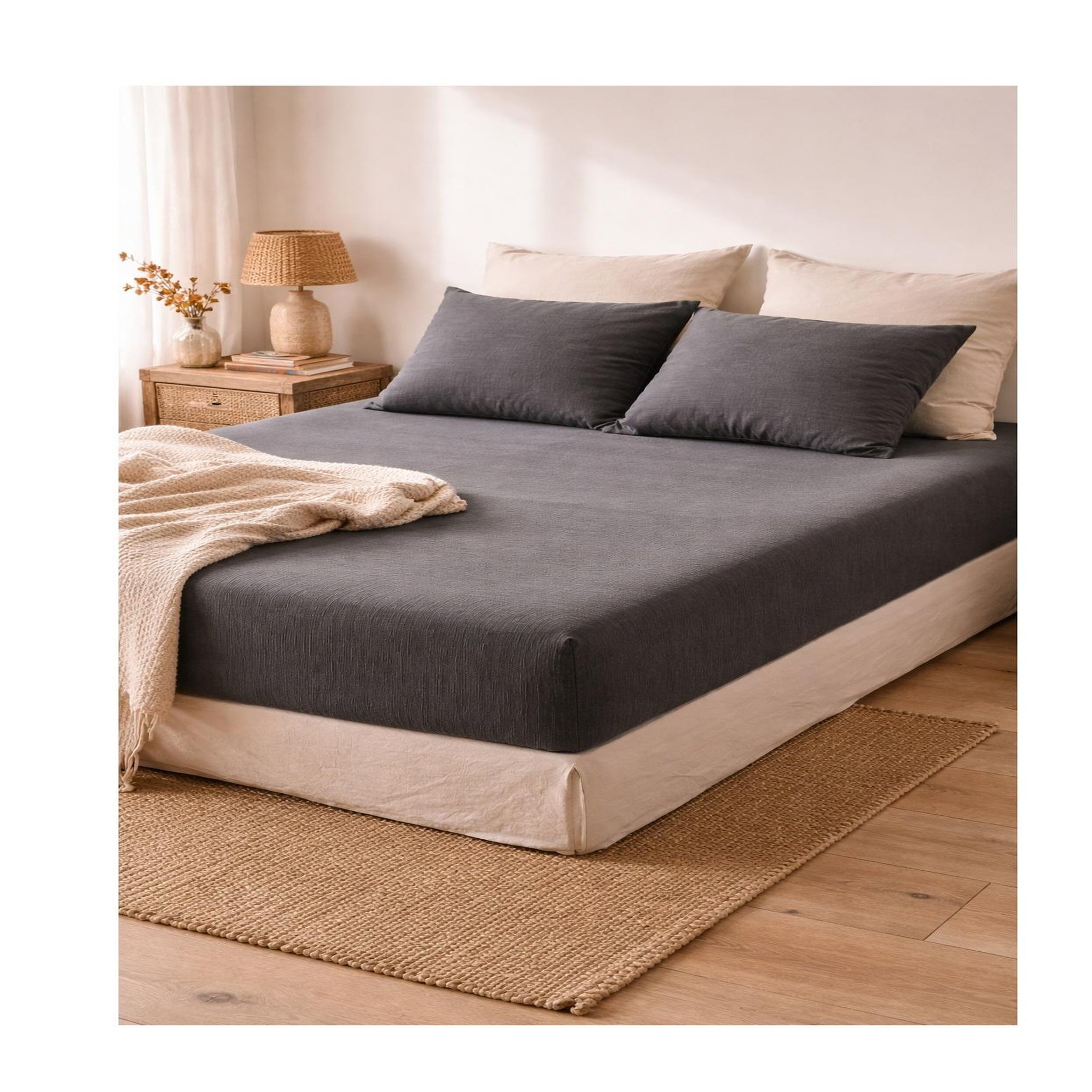 Voir la diapositive 2 : Eden Drap housse double gaze de coton gaïa