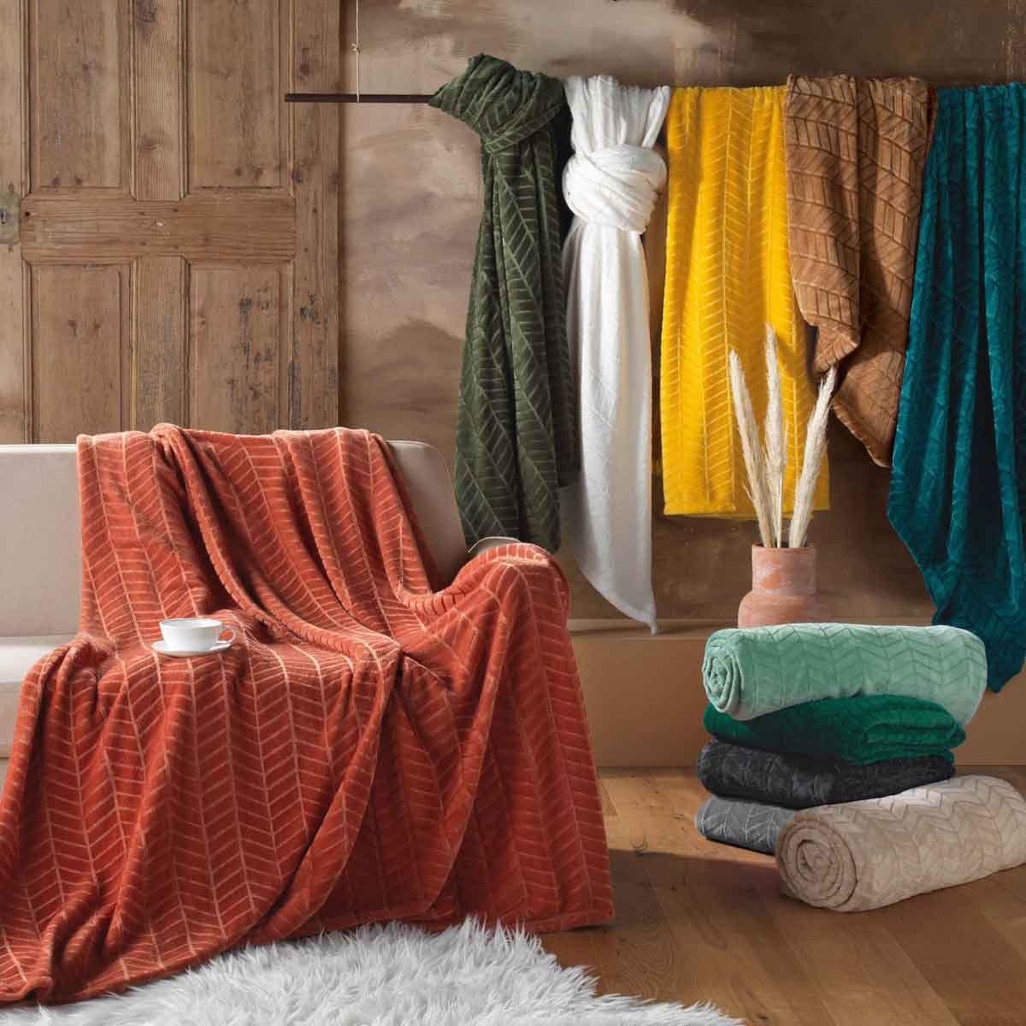 Voir la diapositive 4 : Douceur d'Intérieur Plaid flanelle uni  arya  180x220cm vert