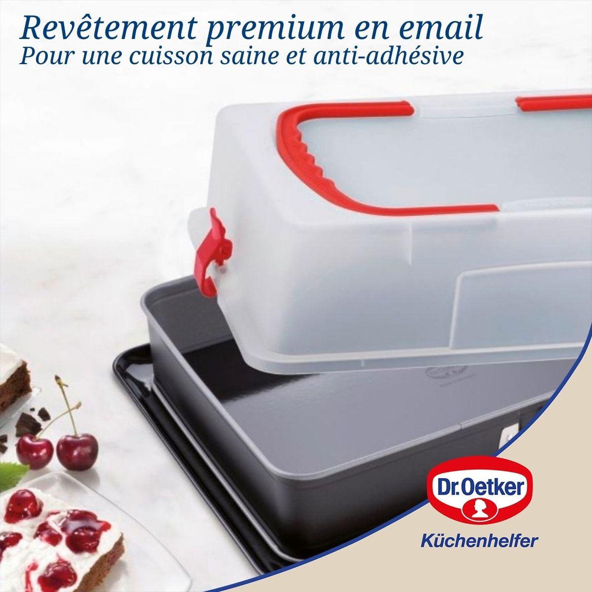 Voir la diapositive 4 : DR.OETKER Moule à charnière rectangulaire avec couvercle de transport 42 x 29 x 7 cm dr. Oetker back-idee kreativ