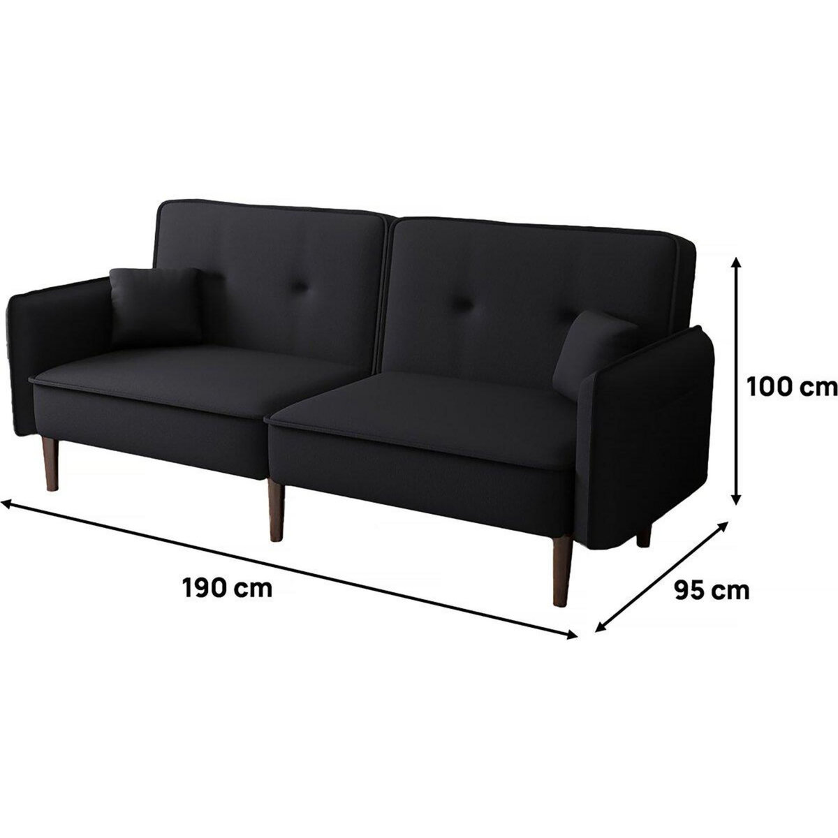 Habitat et Jardin Canapé droit convertible  Caspian  - Noir