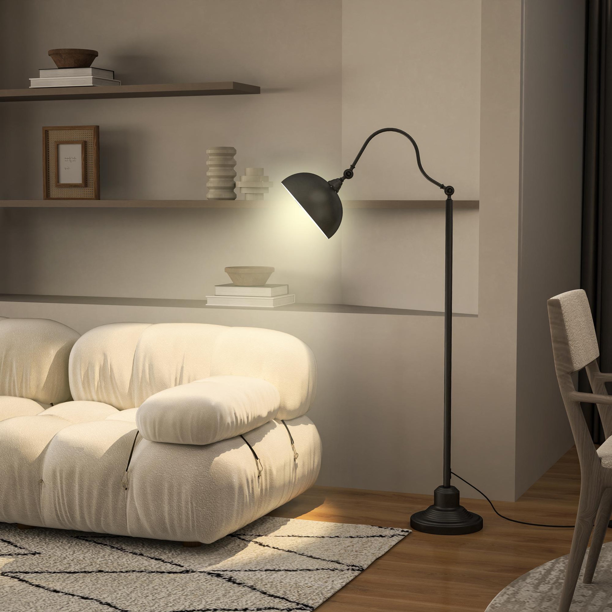 Voir la diapositive 2 : HOMCOM Lampadaire style néo-rétro métal noir - abat-jour réglable - h.152 cm