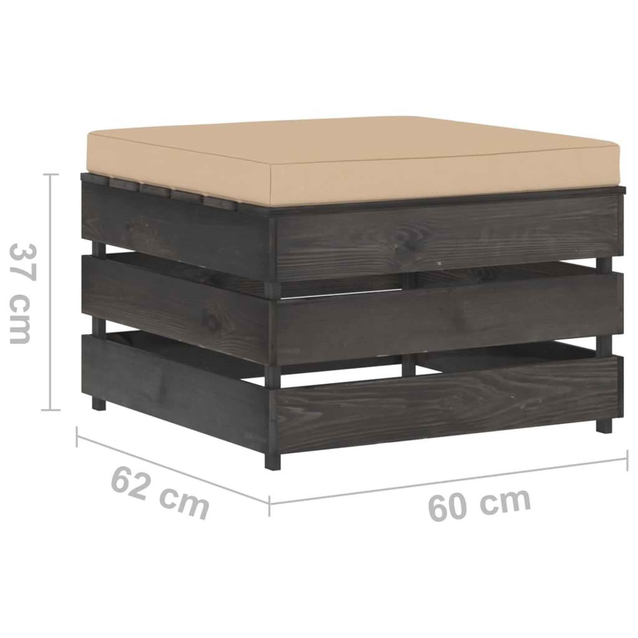 Voir la diapositive 5 : VIDAXL Pouf sectionnel avec coussin Bois impregne de gris