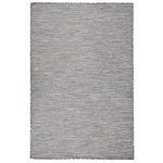 VIDAXL Tapis a tissage plat d'exterieur 120x170 cm Marron et bleu