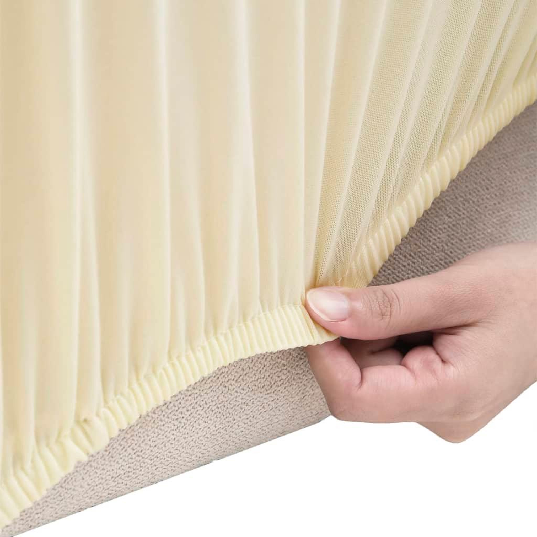 Voir la diapositive 3 : VIDAXL Housse extensible de canape 3 places Creme Jersey de polyester