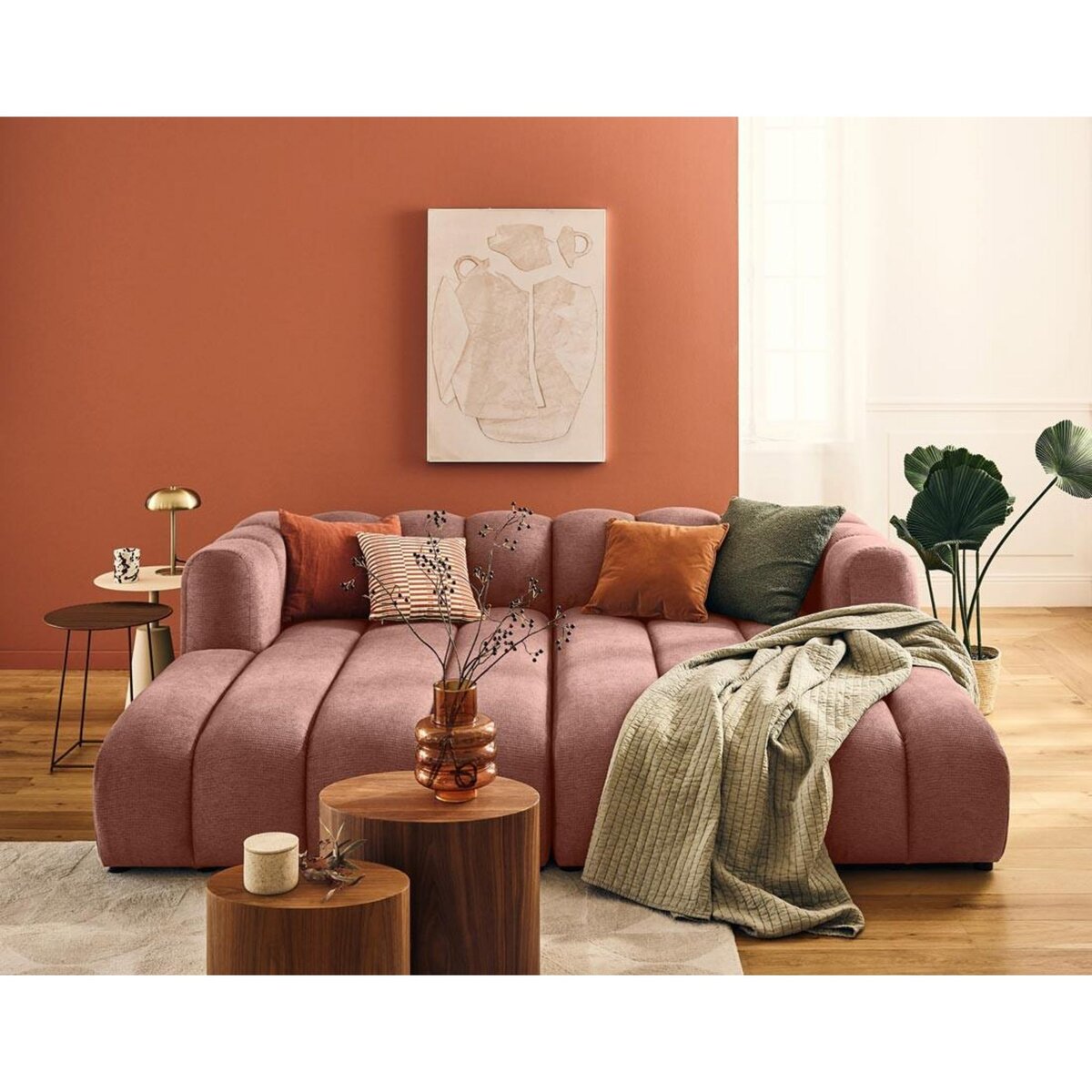 LISA DESIGN Debbie - module d'assise méridienne droit en tissu texturé